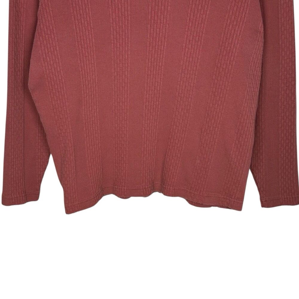 Vintage LL Bean Shirt Womens S Red Brown Ribbed Mock Neck Top Casual Base Layer - Picture 6 of 7